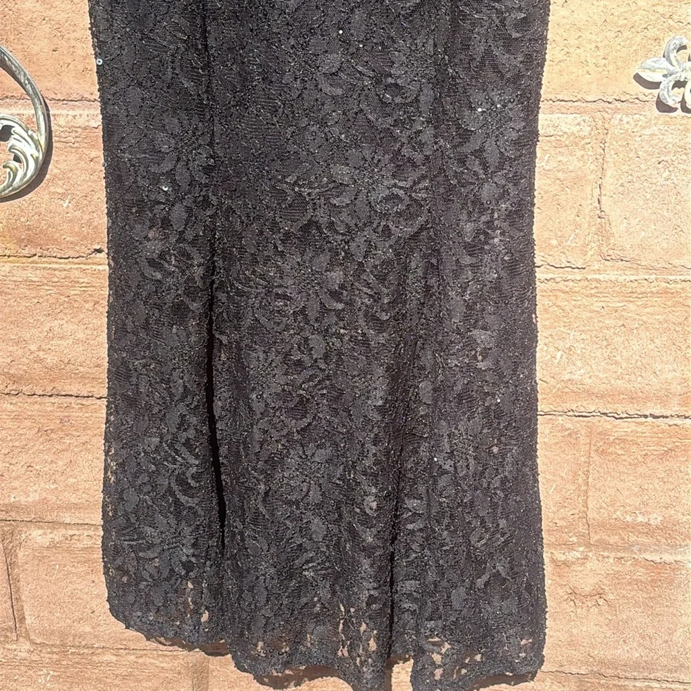 Alexa B Lace Mesh Maxi Dress Sequins V-neck Witchy Whimsigoth Goth Fairy Sz 14 - Picture 4 of 11